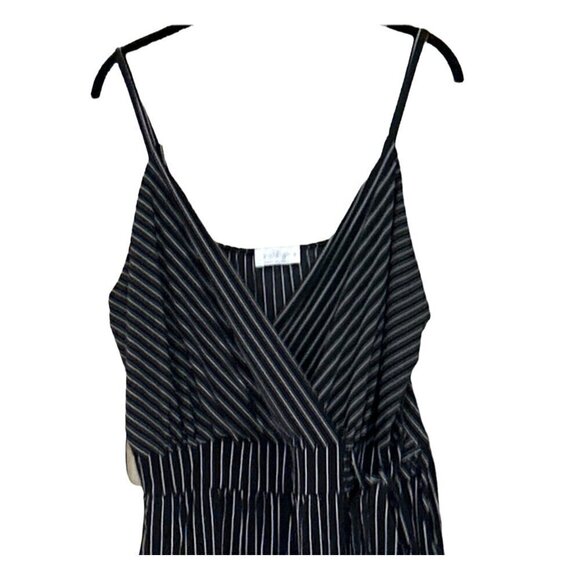 Kaileigh Women's Rochelle Knit V Neck Striped Cropped Jumpsuit Black White Sz 3X - Picture 5 of 7